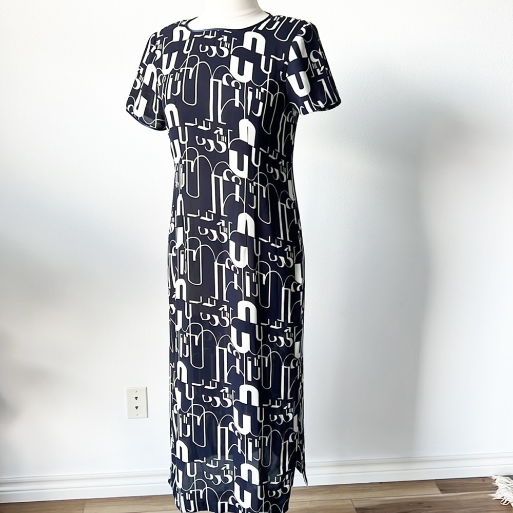 Abstract Print MIDI Dress